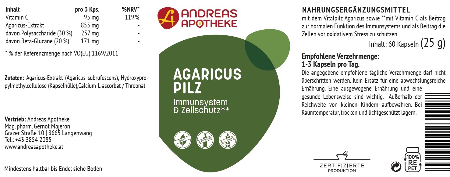 Etikette Agaricus Kapseln