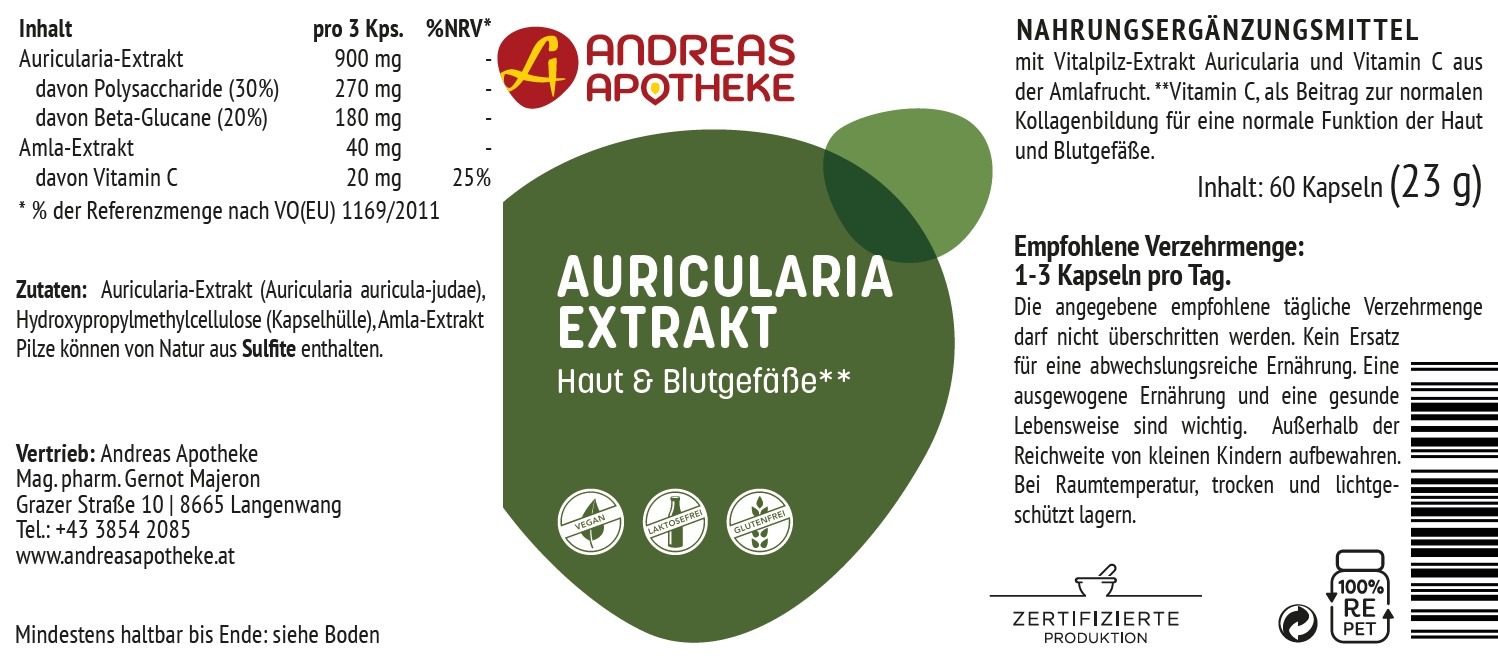 Etikett Auricularia Extrakt