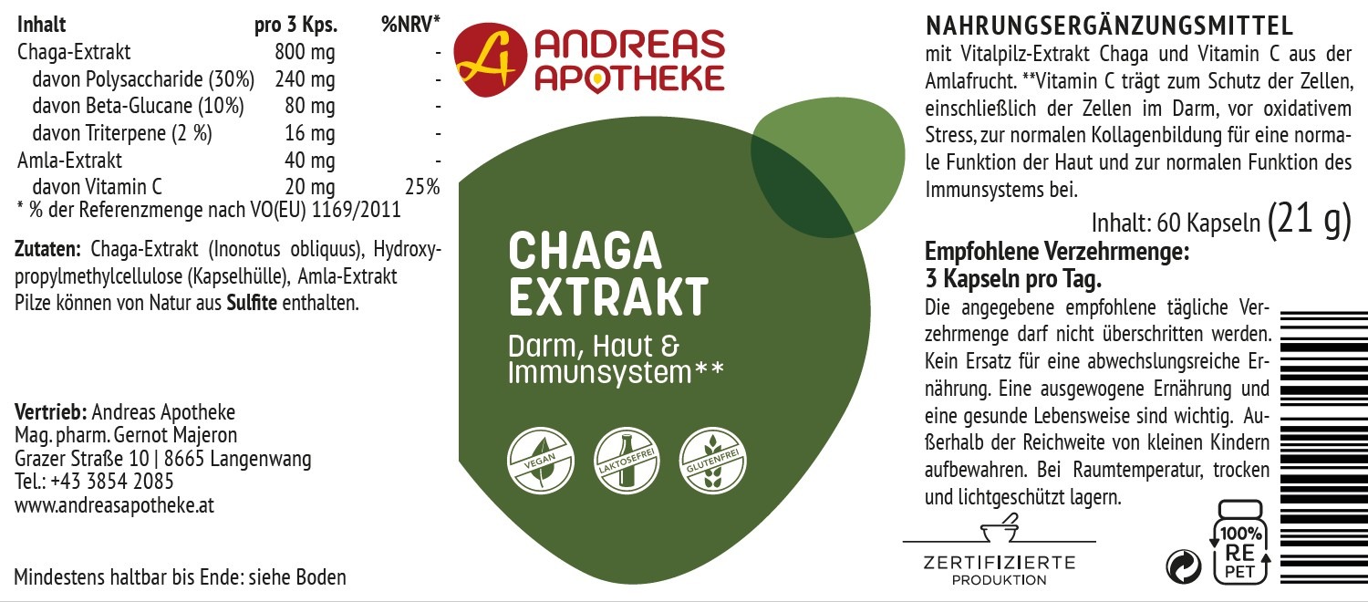 Etikett Chaga Extrakt