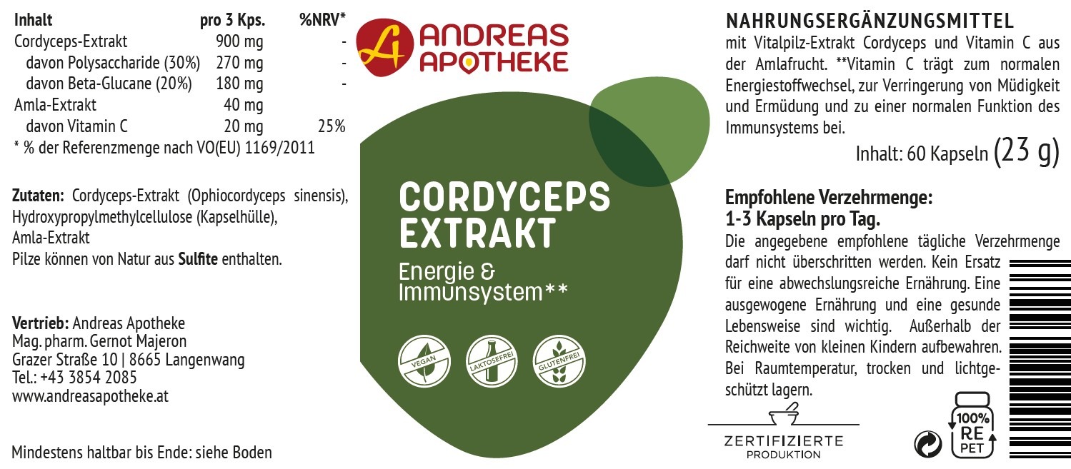 Etikett Cordyceps Extrakt