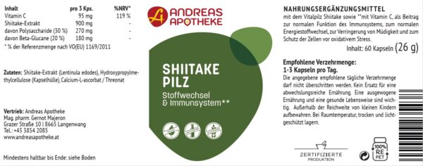 Etikett Shiitake Kapseln
