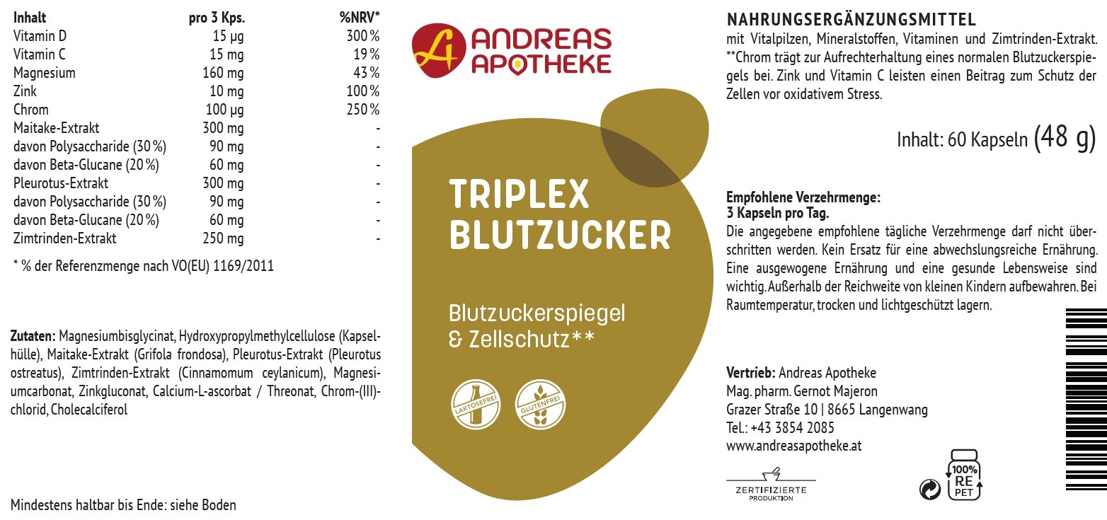Etikett Triplex Blutzucker