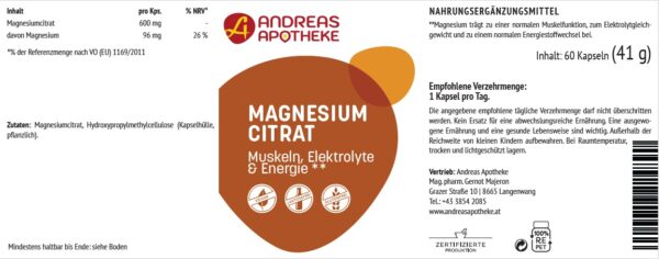 Etikett Magnesiumcitrat