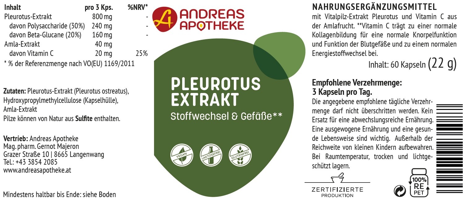 Etikett Pleurotus Extrakt