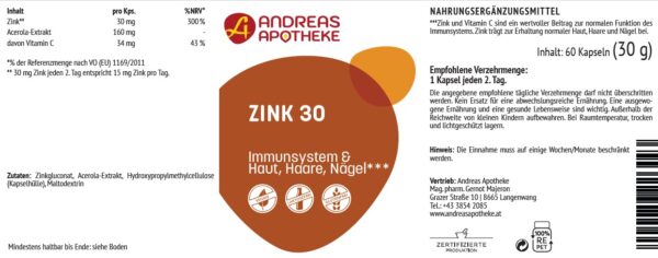 Etikett Zink 30