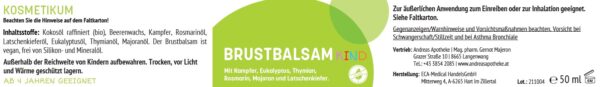 Etikett Brustbalsam Kind