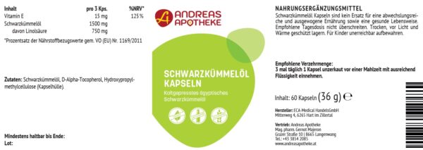 Etikett Schwarzkümmelöl
