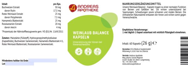 Etikett Weinlaub Balance